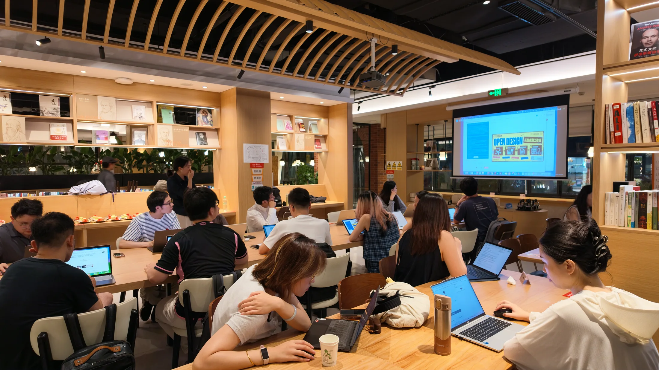 OpenDesign 上海研讨会期间参与者一起工作。